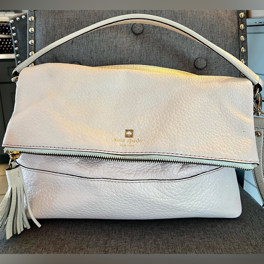 Kate Spade ♠️ Southport Avenue Fold Over Leather Satchel, Baby Pink